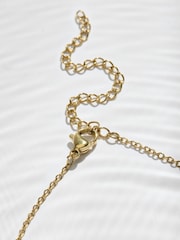 Gold Tone Waterproof Stainless Steel Dainty T-Bar Necklace - Image 4 of 4