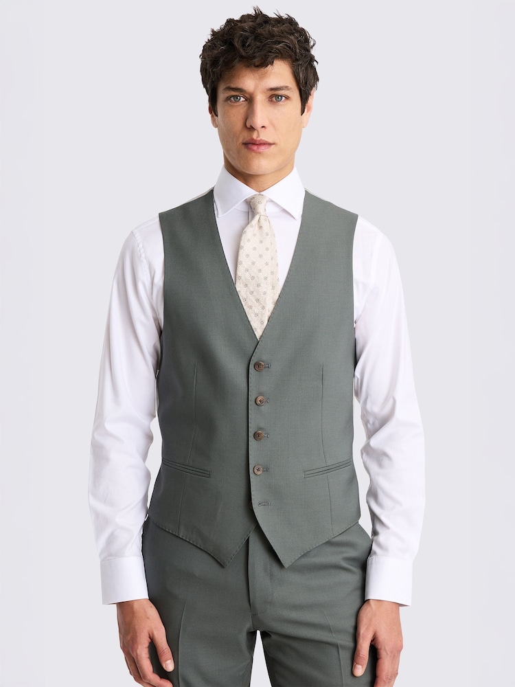 MOSS Khaki Italian Tailored Fit Waistcoat - Image 1 of 3