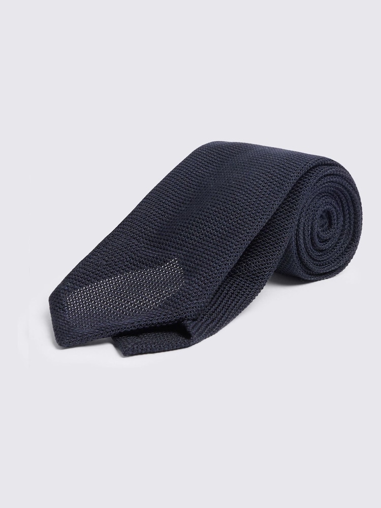 MOSS Dark Blue Italian Grenadine Tie - Image 1 of 2 MOSS Dark Blue Italian Grenadine Tie - Image 1 of 2
