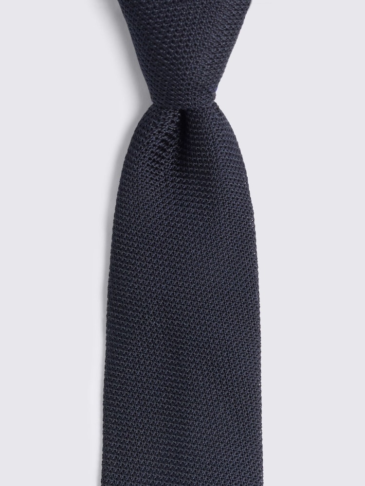 MOSS Dark Blue Italian Grenadine Tie - Image 2 of 2 MOSS Dark Blue Italian Grenadine Tie - Image 2 of 2