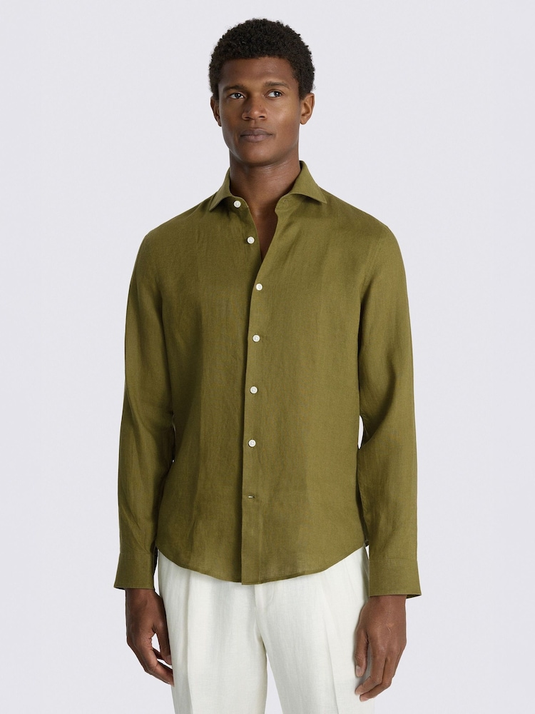 MOSS Green Linen Shirt - Image 1 of 4