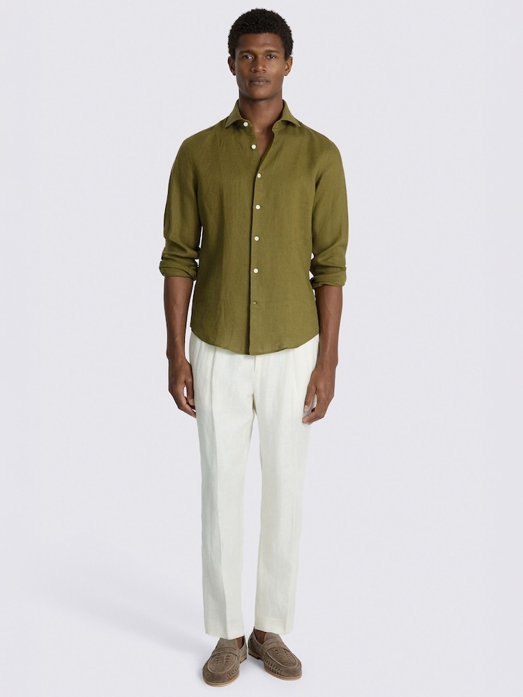 MOSS Green Linen Shirt - Image 2 of 4