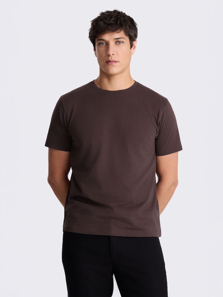 MOSS Brown Crew-Neck T-Shirt - Image 1 of 4