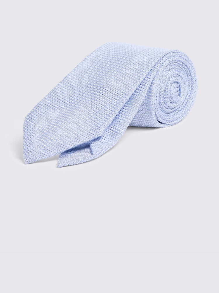 MOSS Blue Italian Grenadine Tie - Image 1 of 2