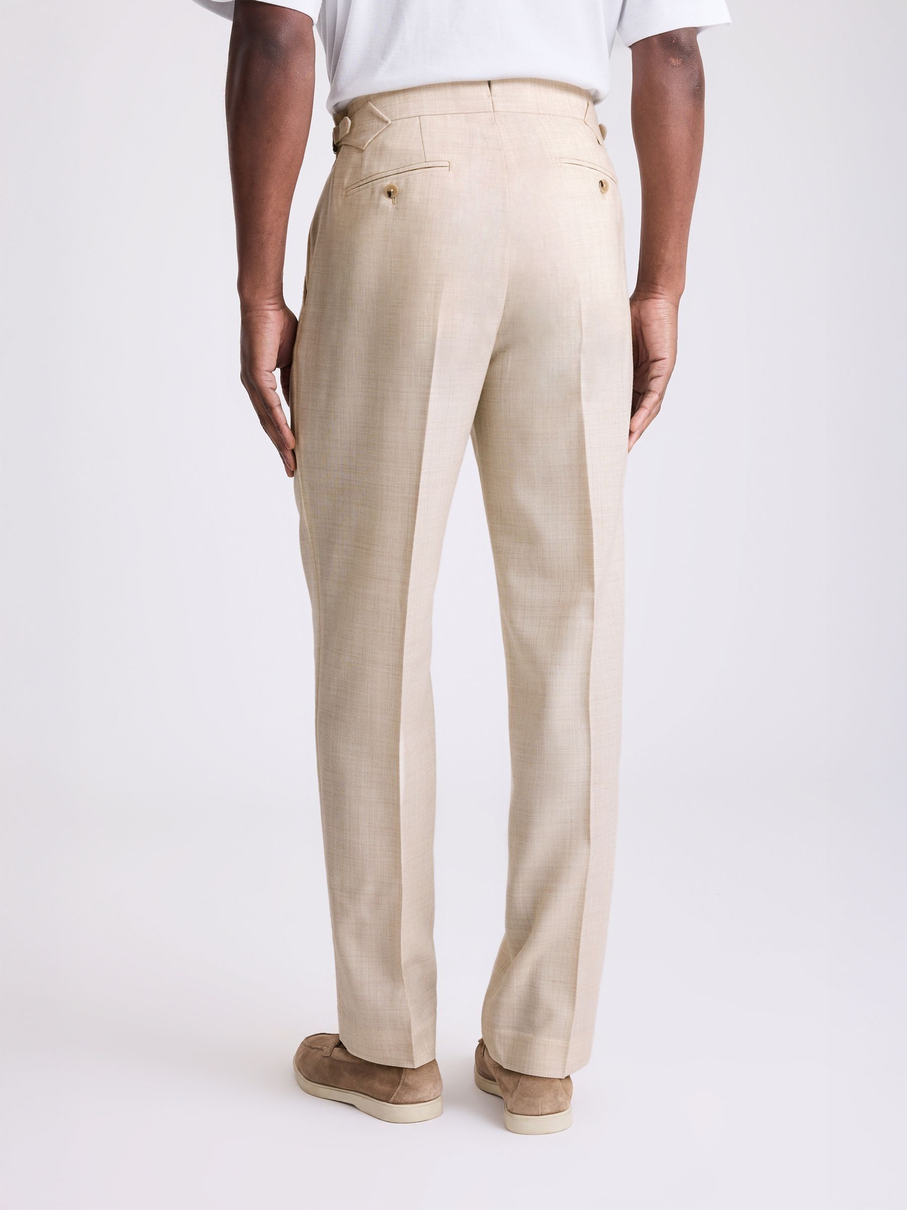 Buy MOSS Neutral Stripe Pleated Wool Trousers from the Next UK