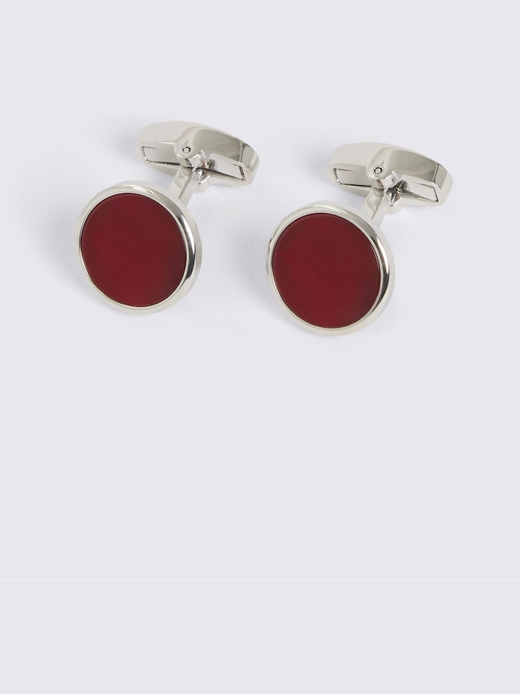 MOSS Red Round Onyx Cufflinks - Image 1 of 2