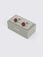 MOSS Red Round Onyx Cufflinks - Image 2 of 2