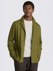 MOSS Lime Twill Linen-Blend Shacket - Image 1 of 5