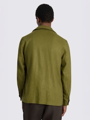 MOSS Lime Twill Linen-Blend Shacket - Image 3 of 5