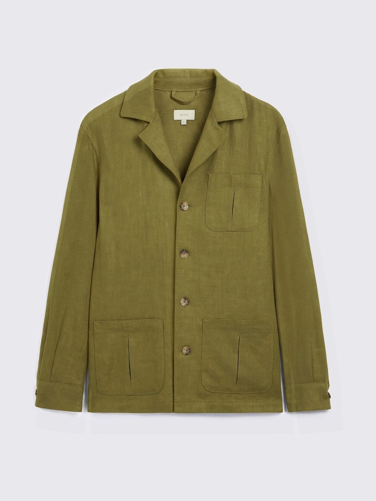 MOSS Lime Twill Linen-Blend Shacket - Image 5 of 5