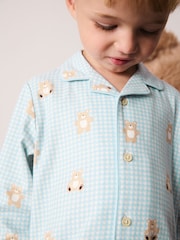 Blue/Brown Bear Button Down Pyjamas (9mths-10yrs) - Image 5 of 9