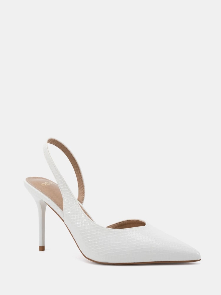 Novo White Standard Fit Hayley Sweetheart Slingback Courts - Image 2 of 6