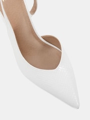 Novo White Standard Fit Hayley Sweetheart Slingback Courts - Image 6 of 6