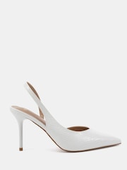Novo White Wide Fit Hayley Sweetheart Slingback Courts - Image 2 of 6