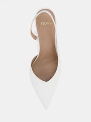 Novo White Wide Fit Hayley Sweetheart Slingback Courts - Image 5 of 6