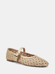 Novo Gold Wide Fit Faye Woven Mary Jane Flat Shoes - Image 3 of 6