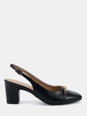 Novo Black Standard Fit Heidi Chain Trim Block Heel Slingbacks - Image 2 of 6