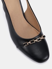 Novo Black Standard Fit Heidi Chain Trim Block Heel Slingbacks - Image 5 of 6
