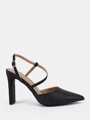 Noir - Novo Wide Fit Indie Asymmetric Slingback Courts - Image 2 de 6