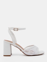 Novo White Loving Embellished Block Heel Ankle Strap Sandals - Image 2 of 6
