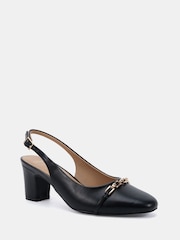 Novo Black Wide Fit Heidi Chain Trim Block Heel Slingbacks - Image 3 of 6