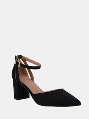 Negro - Novo Wide Fit Imelda Two Part Block Heel Court Shoes - Imagen 3 de 6
