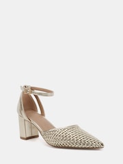 Aur - Novo Imelda Weave Two Part Block Heel Court Shoes - Imaginea 5 din 6