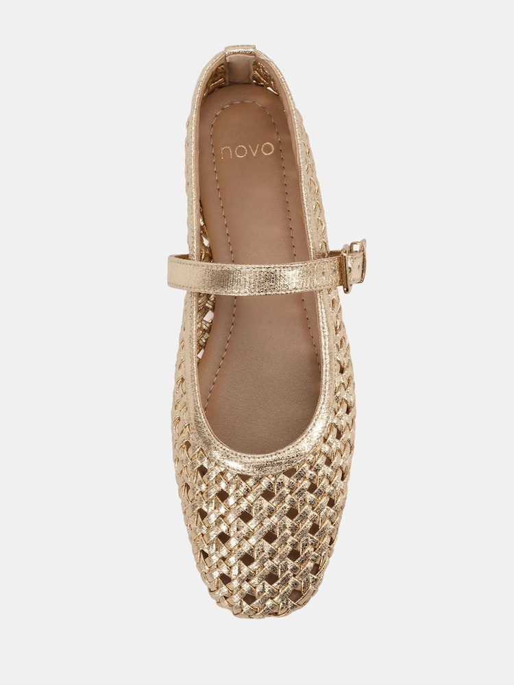 Novo Gold Standard Fit Faye Woven Mary Jane Flat Shoes - Image 6 of 6