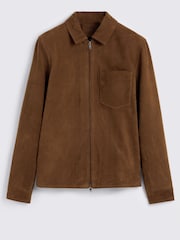 MOSS Brown Nubuck Zip Jacket - Image 4 of 5