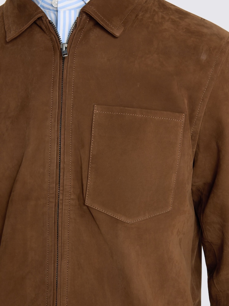 MOSS Brown Nubuck Zip Jacket - Image 5 of 5