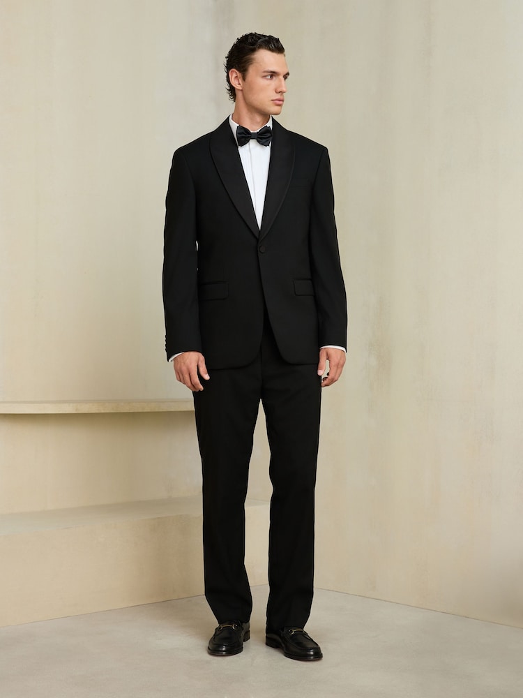 Black Regular Fit Signature Tuxedo Jacket With Wool - Image 1 of 4 Black Regular Fit Signature Tuxedo Jacket With Wool - Image 1 of 4