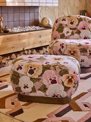 Poodle & Blonde Big Pansy Blush Pink Otis Foot Stool - Image 1 of 4