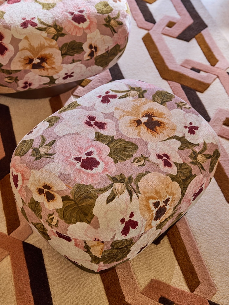 Poodle & Blonde Big Pansy Blush Pink Otis Foot Stool - Image 2 of 4 Poodle & Blonde Big Pansy Blush Pink Otis Foot Stool - Image 2 of 4