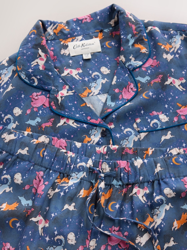 Cath Kidston Blue Dog Print Button Through Pyjamas Set - Image 2 of 4 Cath Kidston Blue Dog Print Button Through Pyjamas Set - Image 2 of 4