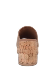 Off The Hook Natural Leigh Suede Leather Platform Cork Block Heel Mules - Image 5 of 6