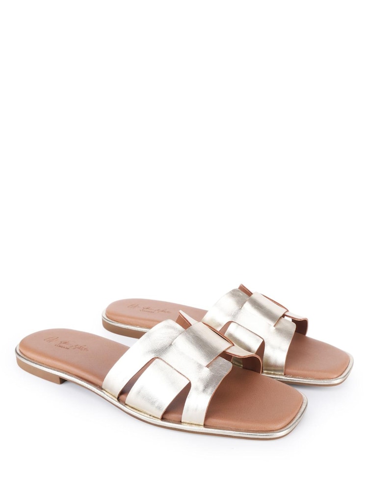 Off The Hook Heath Leather Slip-On Flat Mule Sandals - Slika 1 od 6