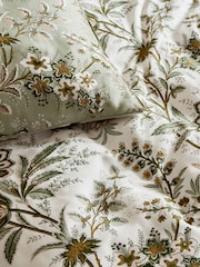 Laura Ashley Sage Green Marlbrook 200 Thread Count Sateen Duvet Cover and Pillowcase Set - Image 5 of 7