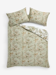 Laura Ashley Sage Green Marlbrook 200 Thread Count Sateen Duvet Cover and Pillowcase Set - Image 6 of 7