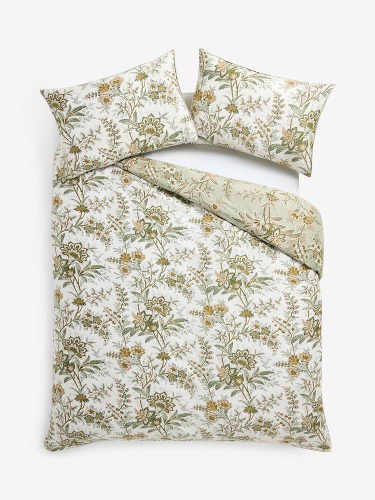 Laura Ashley Sage Green Marlbrook 200 Thread Count Sateen Duvet Cover and Pillowcase Set - Image 7 of 7