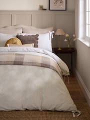 Laura Ashley Natural Cornish Stripe Seersucker Bows 100% Cotton Duvet Cover and Pillowcase Set - Image 1 of 5