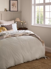 Laura Ashley Natural Cornish Stripe Seersucker Bows 100% Cotton Duvet Cover and Pillowcase Set - Image 2 of 5