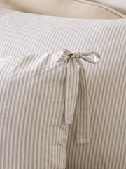 Laura Ashley Natural Cornish Stripe Seersucker Bows 100% Cotton Duvet Cover and Pillowcase Set - Image 3 of 5