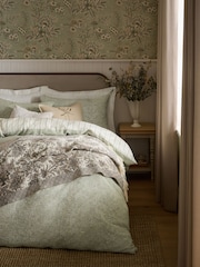 Laura Ashley Sage Green Elmdon Cotton Gauze Duvet Cover and Pillowcase Set - Image 2 of 7