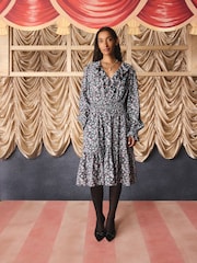 Cath Kidston Black Smocked Floral Mini Dress - Image 1 of 11