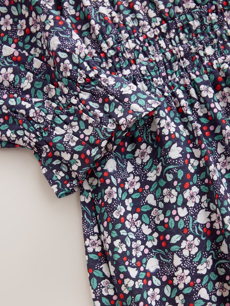 Cath Kidston Black Smocked Floral Mini Dress - Image 11 of 11