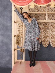 Cath Kidston Black Smocked Floral Mini Dress - Image 2 of 11