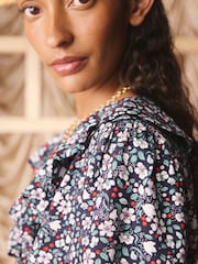 Cath Kidston Black Smocked Floral Mini Dress - Image 6 of 11