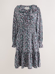Cath Kidston Black Smocked Floral Mini Dress - Image 8 of 11