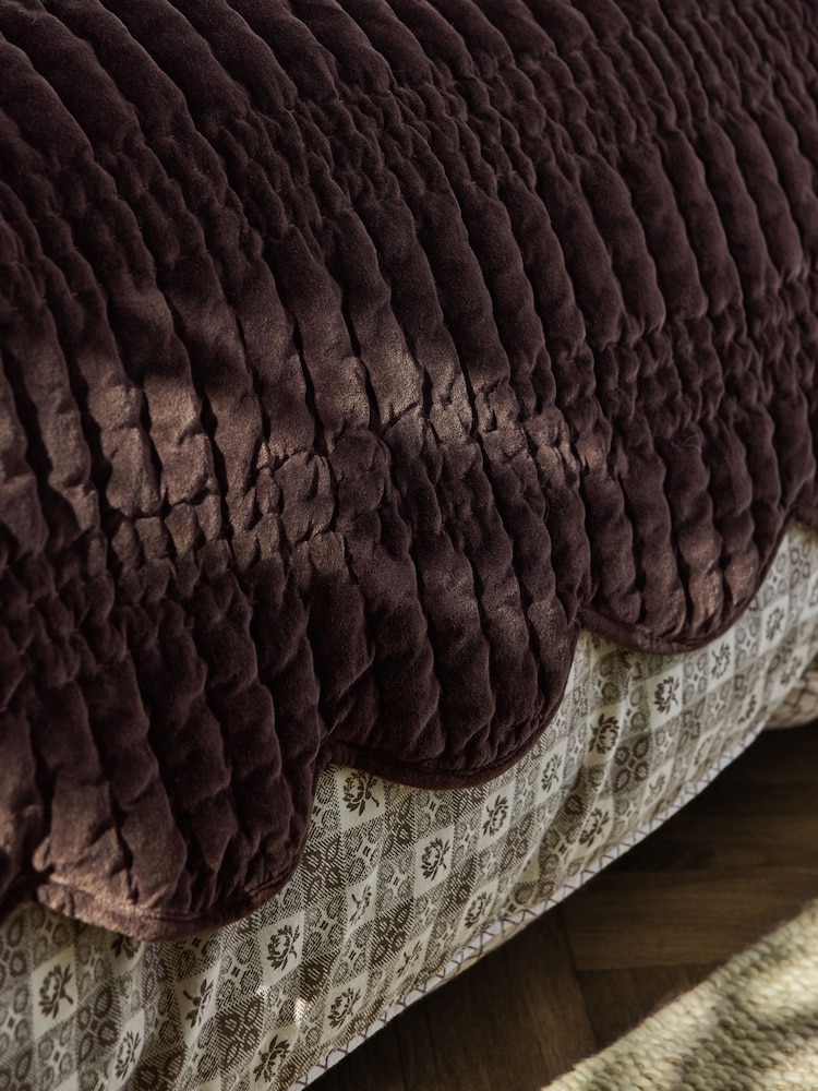 Copriletto in velluto di cotone con bordo smerlato Laura Ashley Brady - Immagine 2 di 4 Copriletto in velluto di cotone con bordo smerlato Laura Ashley Brady - Immagine 2 di 4