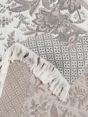 Laura Ashley Natural Truffle Marlbrook Floral Jacquard Throw - Image 7 of 7
